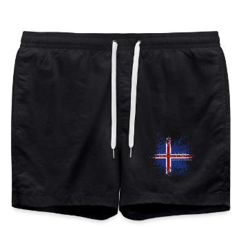 Drapeau de l’Islande grunge, fierté islandaise - Short de bain - noir - Devant - AI Model Male 185 light (185cm)