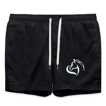 Tannis Ausritte logo hellblau schwarz ohne Name - Badeshorts - Schwarz - Vorne - AI Model Male 185 light (185cm)