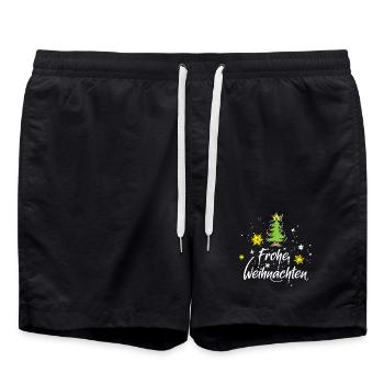 frohe Weihnachten Symbol Baum Christbaum Sterne - Badeshorts - Schwarz - Vorne - AI Model Male 185 light (185cm)