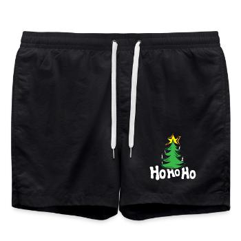 Hohoho Christmas Tree Fir Tree Symbol Stars - Swim Trunks - black - Front - AI Model Male 185 light (185cm)
