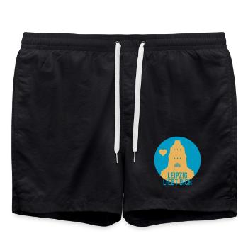 Leipzig liebt dich - Badeshorts - Schwarz - Vorne - AI Model Male 185 light (185cm)