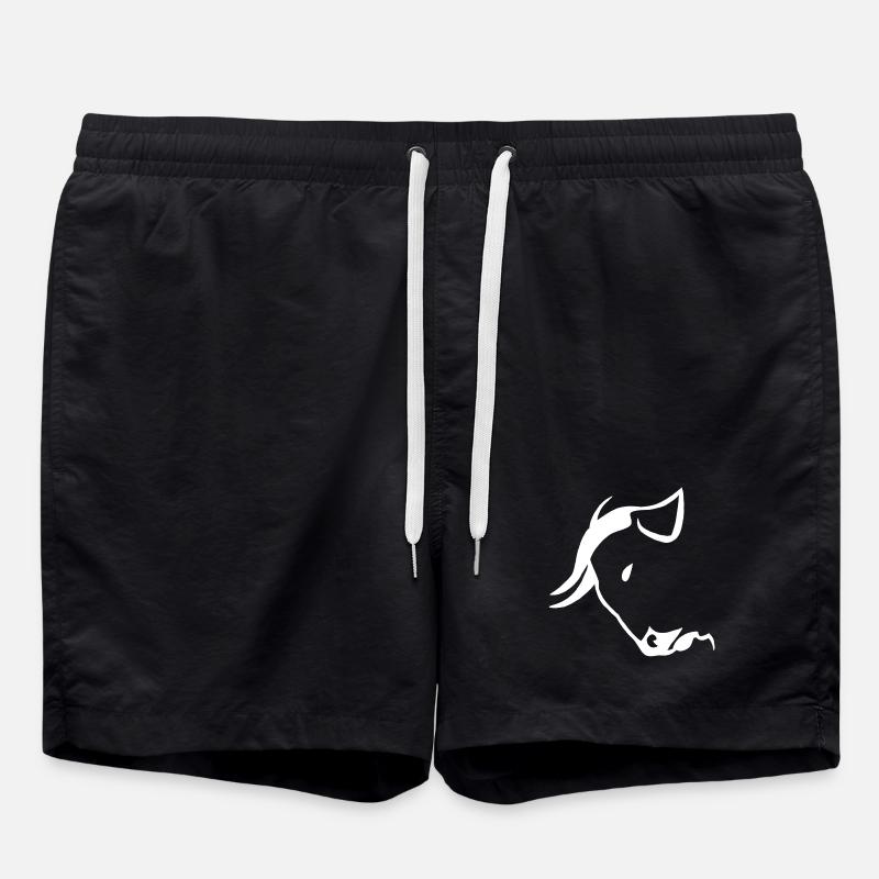 White Bull's Head - Swim Trunks - black