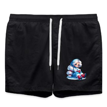 Ded Moroz Snegurotschka russischer Weihnachtsmann - Badeshorts - Schwarz - Vorne - AI Model Male 185 light (185cm)