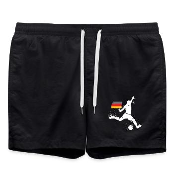 Fußball Deutschland Spieler Team Explosion EM 2024 - Badeshorts - Schwarz - Vorne - AI Model Male 185 light (185cm)