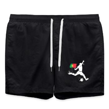 Fußball Spieler Explosion Portugal EM 2024 Symbol - Badeshorts - Schwarz - Vorne - AI Model Male 185 light (185cm)