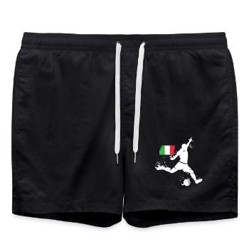 Fußball Team Italien Spieler Explosion EM 2024 - Badeshorts - Schwarz - Vorne - AI Model Male 185 light (185cm)