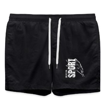 Eins mit dem Sport - Eishockey - Badeshorts - Schwarz - Vorne - AI Model Male 185 light (185cm)
