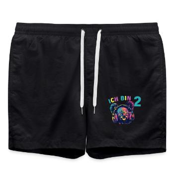 Koala Koalabär 2 Geburtstag mit Kopfhörer Musik - Badeshorts - Schwarz - Vorne - AI Model Male 185 light (185cm)