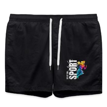 Eins mit dem Sport - Laufen - Badeshorts - Schwarz - Vorne - AI Model Male 185 light (185cm)