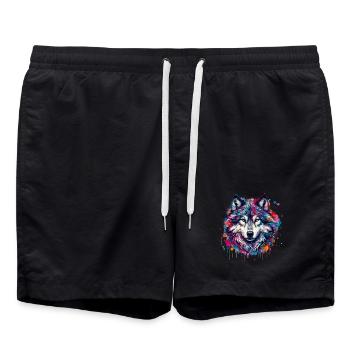 Wolf - Badeshorts - Schwarz - Vorne - AI Model Male 185 light (185cm)