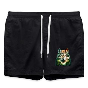 Wolf - Badeshorts - Schwarz - Vorne - AI Model Male 185 light (185cm)