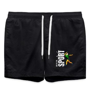 Eins mit dem Sport - Tischtennis - Badeshorts - Schwarz - Vorne - AI Model Male 185 light (185cm)