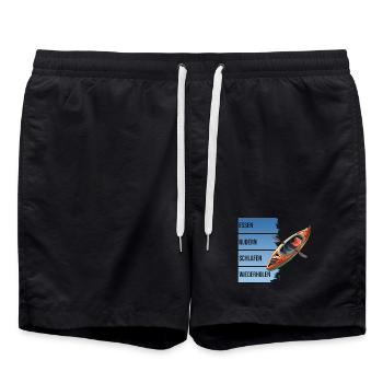 Essen - Rudern - Schlafen - Wiederholen - Badeshorts - Schwarz - Vorne - AI Model Male 185 light (185cm)
