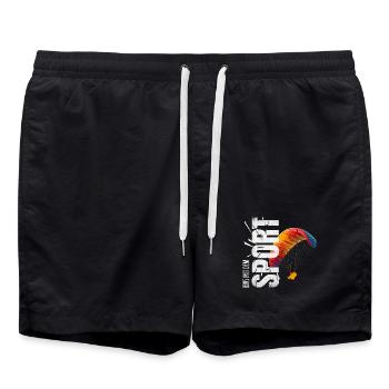 Eins mit dem Sport - Paragliden - Badeshorts - Schwarz - Vorne - AI Model Male 185 light (185cm)