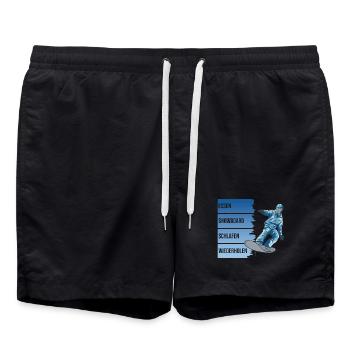 Essen - Snowboard - Schlafen - Wiederholen - Badeshorts - Schwarz - Vorne - AI Model Male 185 light (185cm)