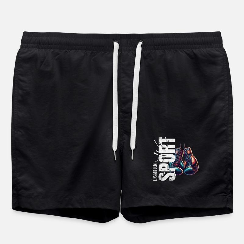 Eins mit dem Sport - Boxen - Badeshorts - Schwarz