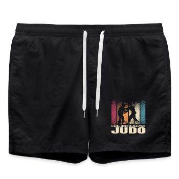 Stärke durch Gelassenheit - Judo - Badeshorts - Schwarz - Vorne - AI Model Male 185 light (185cm)
