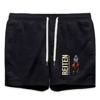 Reiten ist die Verbindung von Mensch und Natur - Badeshorts - Schwarz - Vorne - AI Model Male 185 light (185cm)