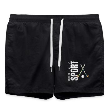 Eins mit dem Sport - Hockey - Badeshorts - Schwarz - Vorne - AI Model Male 185 light (185cm)