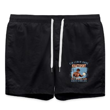 Ein Leben ohne Kraftsport ist möglich aber Sinnlos - Badeshorts - Schwarz - Vorne - AI Model Male 185 light (185cm)