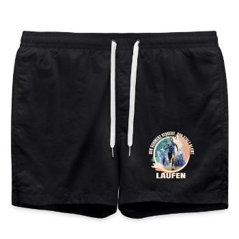Laufen: Der Schmerz vergeht Der Stolz bleibt - Badeshorts - Schwarz - Vorne - AI Model Male 185 light (185cm)