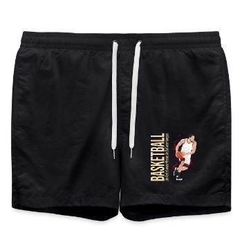 Der Korb ist unsere Mission,der Ball unser Kompass - Badeshorts - Schwarz - Vorne - AI Model Male 185 light (185cm)