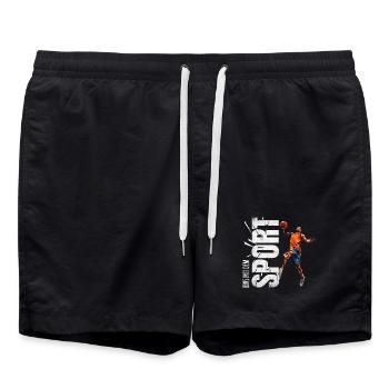 Eins mit dem Sport - Basketball - Badeshorts - Schwarz - Vorne - AI Model Male 185 light (185cm)