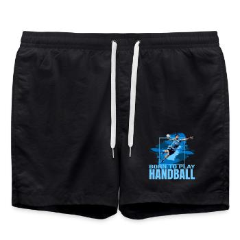 Born to play Handball - Badeshorts - Schwarz - Vorne - AI Model Male 185 light (185cm)
