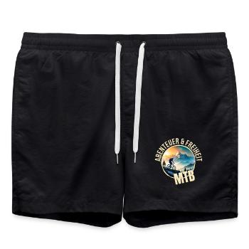 Abenteuer & Freiheit - MTB - Badeshorts - Schwarz - Vorne - AI Model Male 185 light (185cm)