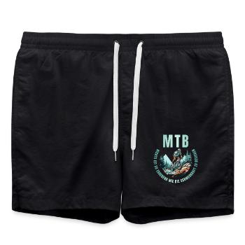 MTB: Nichts ist so erhebend wie die Schwerkraft... - Badeshorts - Schwarz - Vorne - AI Model Male 185 light (185cm)