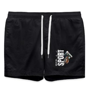 Eins mit dem Sport - Mountainbike - Badeshorts - Schwarz - Vorne - AI Model Male 185 light (185cm)