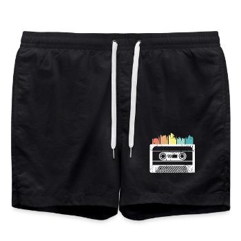 Cassette rétro musique vintage icône logo icône - Short de bain - noir - Devant - AI Model Male 185 light (185cm)