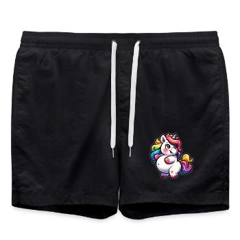 Colorful unicorn cuddly design - Swim Trunks - black - Front - AI Model Male 185 light (185cm)
