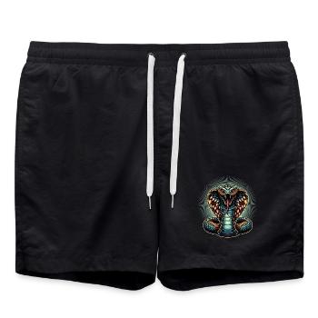 motif serpent Cobra dynamique et coloré - Short de bain - noir - Devant - AI Model Male 185 light (185cm)