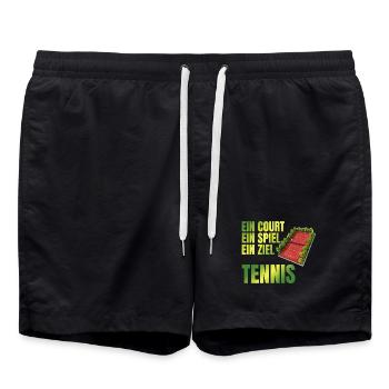 Ein Court - Ein Spiel - Ein Ziel - Tennis - Badeshorts - Schwarz - Vorne - AI Model Male 185 light (185cm)