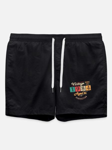 Original 1984 Vintage - 1984 Birthday Gift - Swim Trunks - black