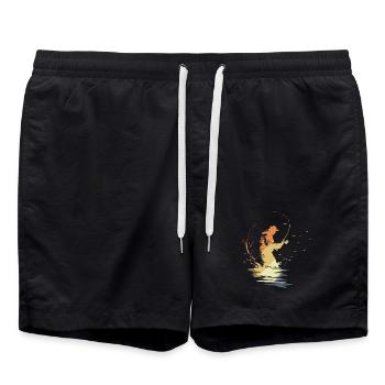Graphique de pêcheur vintage - Short de bain - noir - Devant - AI Model Male 185 light (185cm)