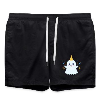 cute party ghost - Swim Trunks - black - Front - AI Model Male 185 light (185cm)