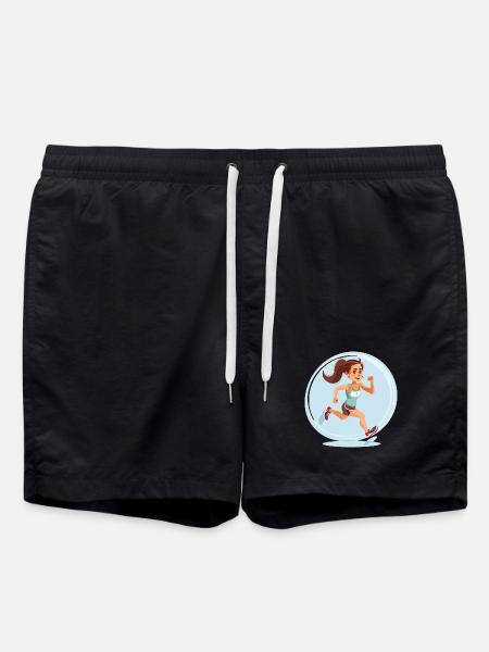 Läuferin im Comic-Stil - Badeshorts - Schwarz