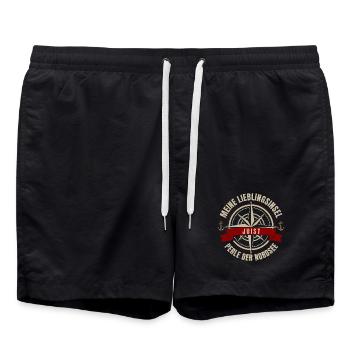 Meine Lieblingsinsel - Juist - Badeshorts - Schwarz - Vorne - AI Model Male 185 light (185cm)