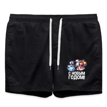 Ded Moroz Snegurotschka russischer Weihnachtsmann - Badeshorts - Schwarz - Vorne - AI Model Male 185 light (185cm)