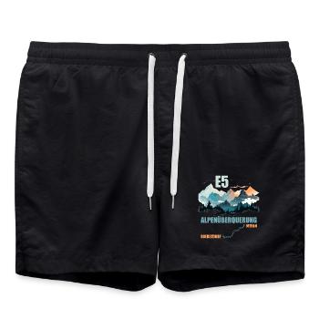 E5 Alpenüberquerung - Badeshorts - Schwarz - Vorne - AI Model Male 185 light (185cm)