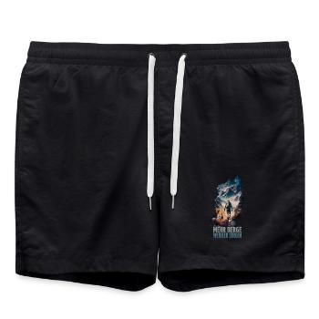 Mehr Berge - Weniger Sorgen - Badeshorts - Schwarz - Vorne - AI Model Male 185 light (185cm)