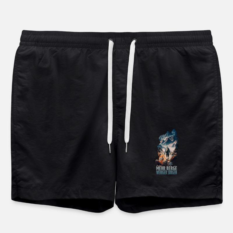 Mehr Berge - Weniger Sorgen - Badeshorts - Schwarz