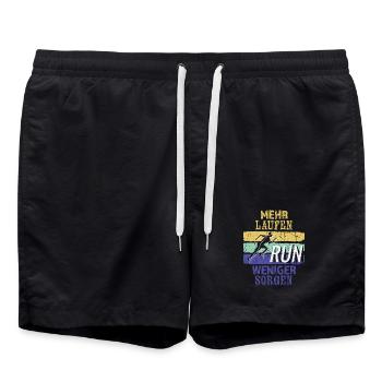 Mehr Laufen - Weniger Sorgen - Badeshorts - Schwarz - Vorne - AI Model Male 185 light (185cm)