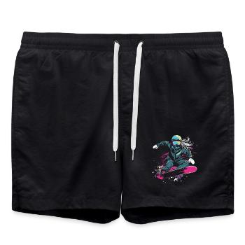 Snowboarder Graphic - Swim Trunks - black - Front - AI Model Male 185 light (185cm)