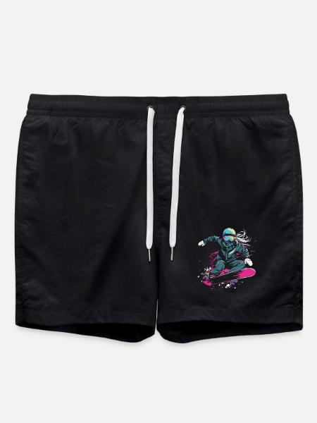 Snowboarder Graphic - Swim Trunks - black
