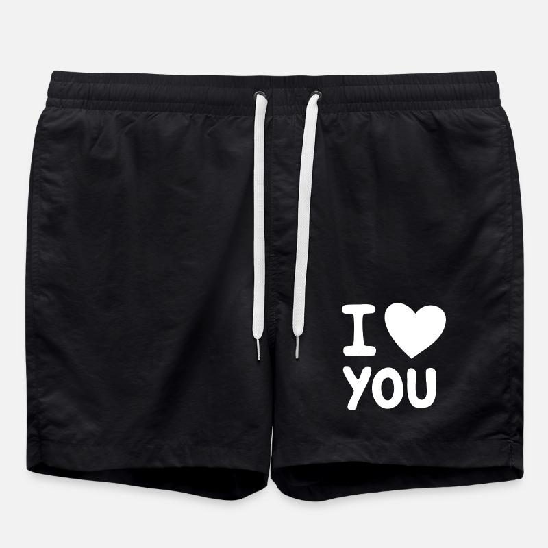 Ich liebe dich, Weiß - Badeshorts - Schwarz