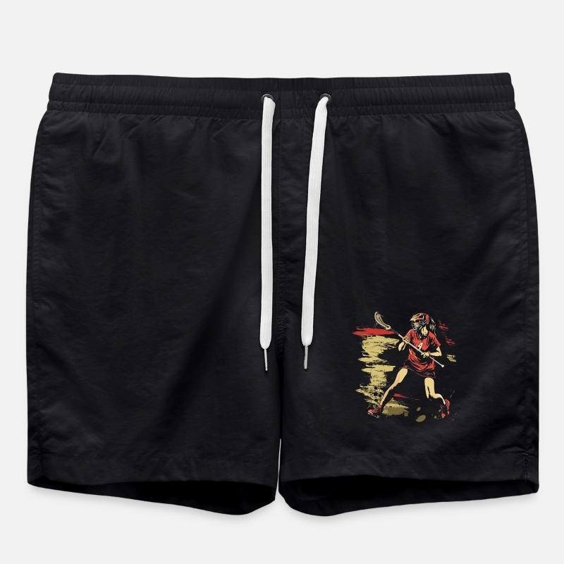Oldschool Lacrosse Mädchen - Badeshorts - Schwarz