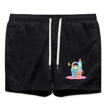 Astronaut with teddy bear - Swim Trunks - black - Front - AI Model Male 185 light (185cm)